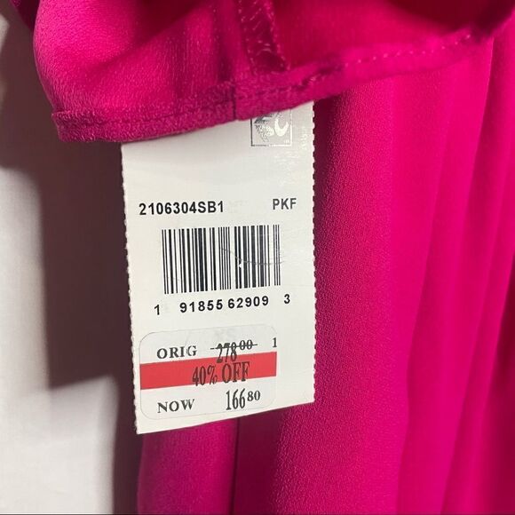 Trina Turk Off-The-Shoulder Flutter Sleeve, Pink Flash, XS - Picture 5 of 6